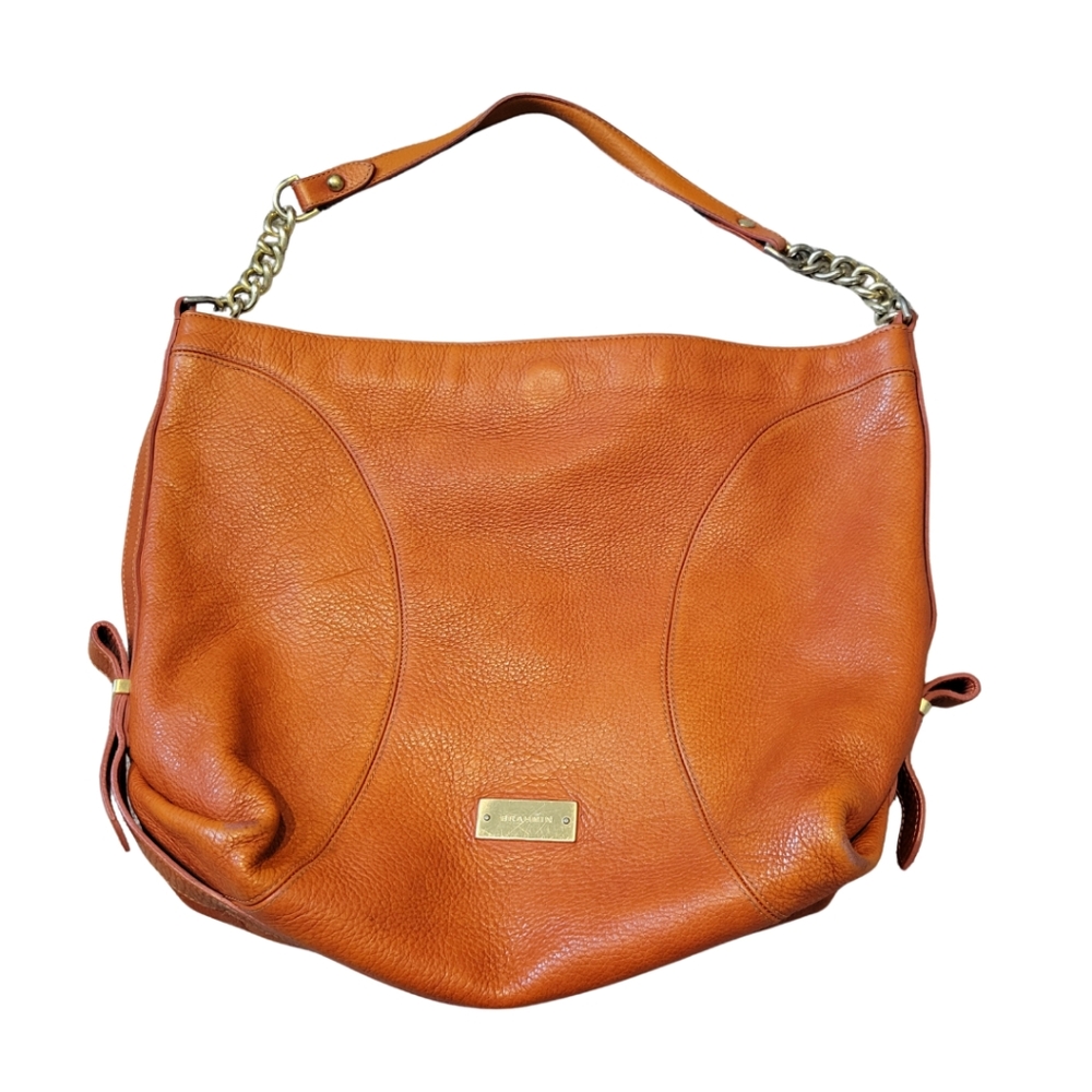 Brahmin Hailey Soft Orange Pebble Leather Hobo Bag
